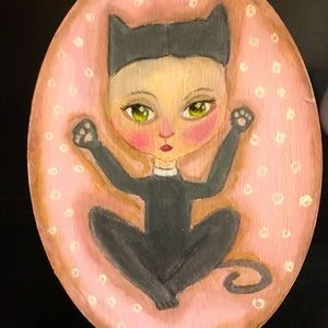 Original acrylic Painting Wooden , signed 7”x 5”